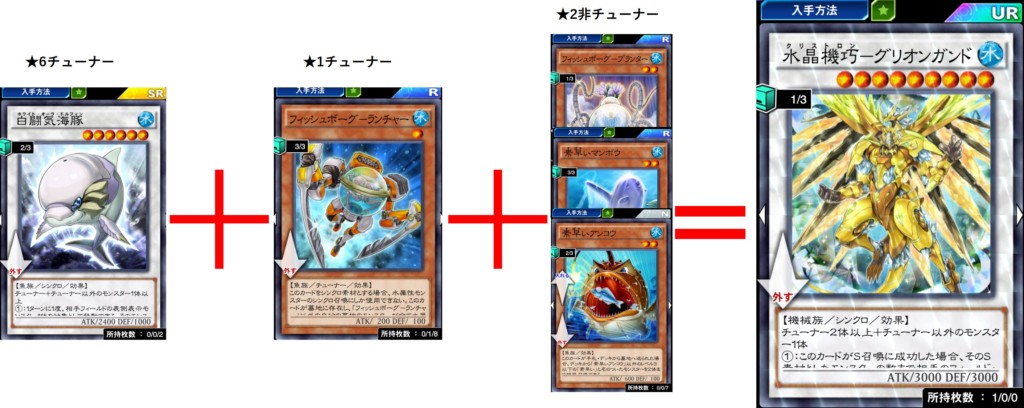 遊戯王デュエルリンクス 素早いフィッシュボーグシンクロ デッキレシピ フルモンスター連続シンクロ召喚で白闘気海豚